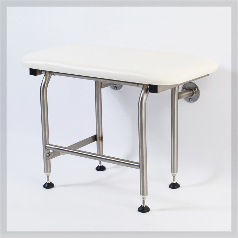 White Padded Shower Seat With Folding Legs For Bathroom